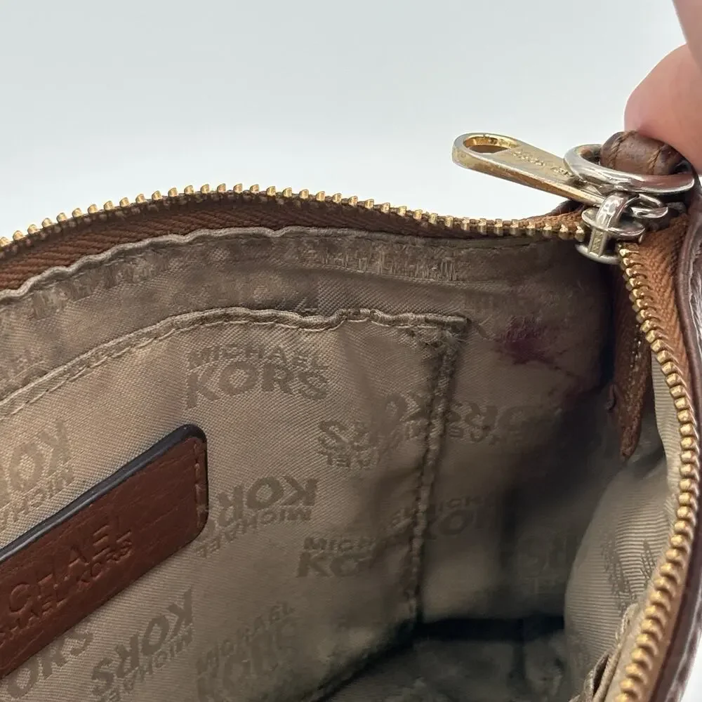 Michael Kors Jet Set Large Pebbled Leather Wristlet w/ Gold Tone Hardware